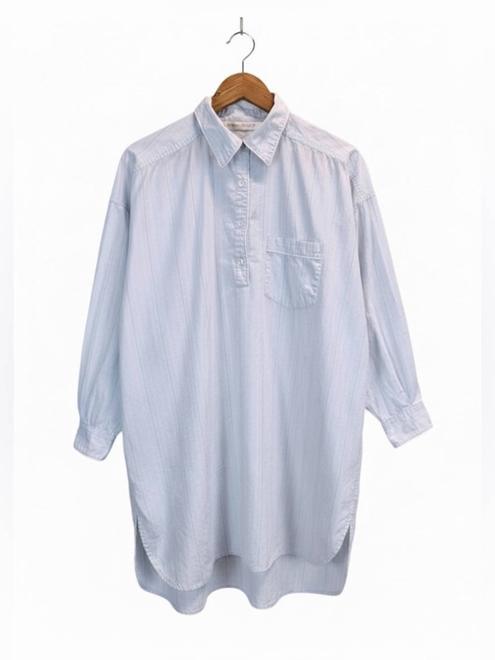 Vintage Victoria’s Secret Cotton Sleep Shirt Blue Pinstripe Nightshirt 90s